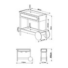 Carrinho Bar 1 Gaveta 112cm Com Porta Taças Palhinha Pé Madei