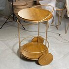 Carrinho Bar Adega Agnes Redondo Estilo Industrial Metal Natu