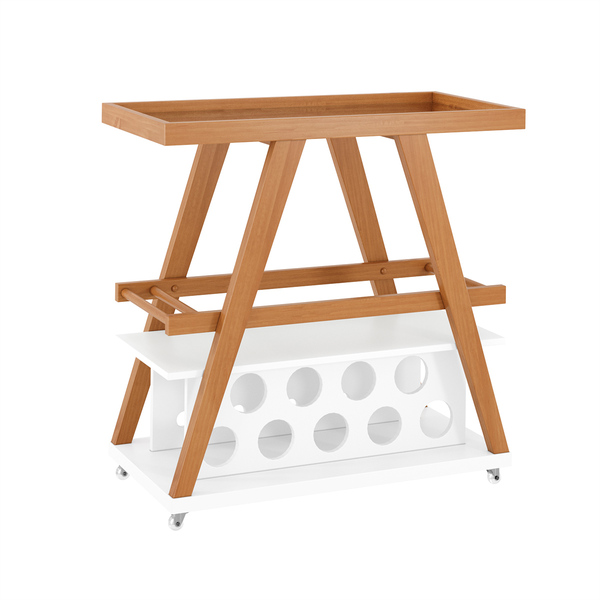 Carrinho Bar Adega Decor 9 Garrafas Aparador Madeira Mel Mdf