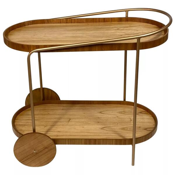 Carrinho Bar Adega Moscato Com 2 Prateleiras Metal Dourado Co