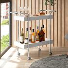 Carrinho Bar Branco Tubos Cromados Carraro