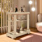 Carrinho Bar Com Rodizios Com Fita Metalizada Rose  Naturale