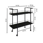 Carrinho Bar Estilo Industrial Com 2 Prateleiras Preto