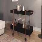 Carrinho Bar Industrial C/ Porta Taças - Preto/cobre