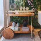 Carrinho Bar Madeira Laminada E Aço Alto Padrão 90 X 76 X 61c