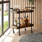 Carrinho Bar Madeirado Tubos Pretos Carraro