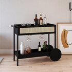 Carrinho Bar Oslo Cor Nero Base Madeira Preta