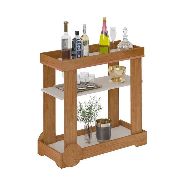 Carrinho Bar Rose Cinamomo E Off White