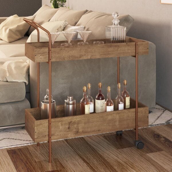 Carrinho Bar Tube Industrial Artesano Vermont/cobre