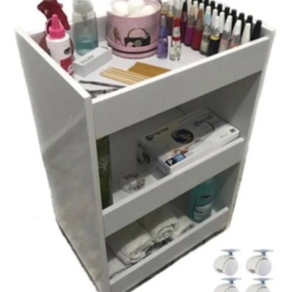 Carrinho Branco Auxiliar Manicure Porta Esmalte