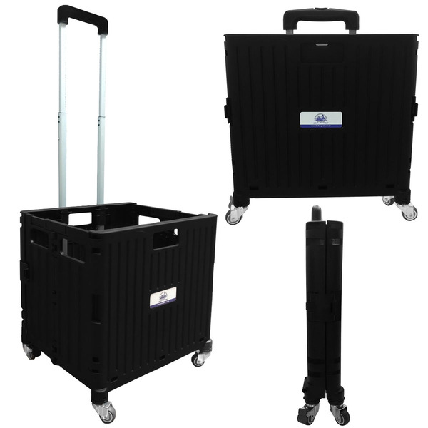 Carrinho Cesto De Compras Transporte Dobrável 4 Rodas Giro 36