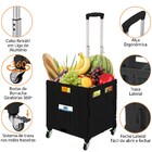 Carrinho Cesto De Compras Transporte Dobrável 4 Rodas Giro 36