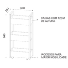 Carrinho Cozinha Branco Base Industrial Preto - Vallisa Decor