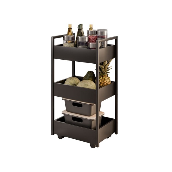 Carrinho Cozinha Preto Base Industrial Preto - Vallisa Decor