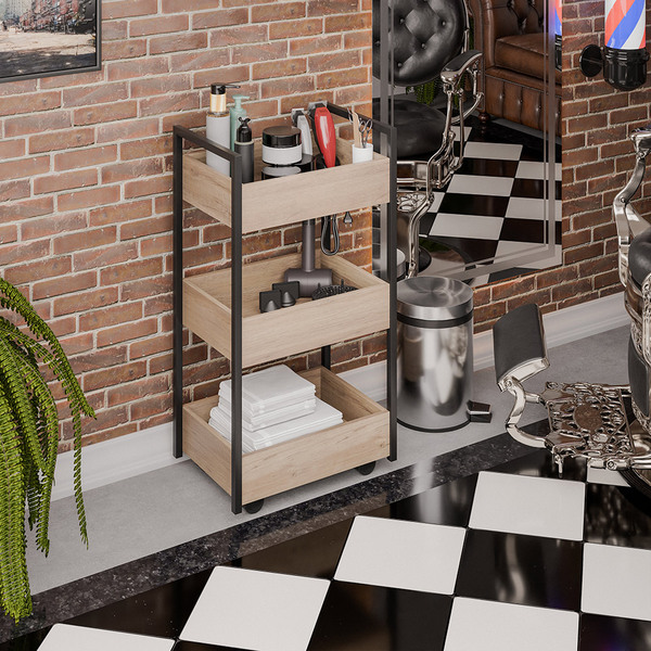 Carrinho De Apoio Estética Salão Industrial 3 Prateleiras Lil