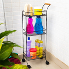Carrinho de Banheiro 76x22,6x30cm 3 Prateleiras Aço Black Arthi