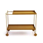 Carrinho De Bar Em Aço 90cm Com 2 Prateleiras Wire Dourado