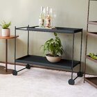 Carrinho De Bar Em Aço 90cm Com 2 Prateleiras Wire Preto