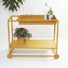 Carrinho De Bar Em Aço Com Bandeja E Prateleira Léo Dourado