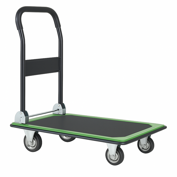 Carrinho De Carga Dobrável Aço Com Rodas 150 Kg Verde Preto P