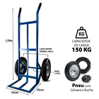 Carrinho De Cargas Armazém Transporte 150kg Azul Reforçado