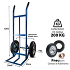Carrinho De Cargas Armazém Transporte 200kg Azul Reforçado