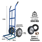 Carrinho De Cargas Armazém Transporte 350kg Azul Reforçado