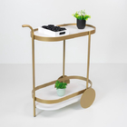 Carrinho De Chá Decorativo Em Mdf E Estrutura Dourada