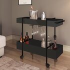 Carrinho De Chá E Bar Com Porta Taças 93,5cm Steel Quadra  Pr