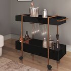 Carrinho De Chá E Bar Com Porta Taças 93,5cm Steel Quadra Art