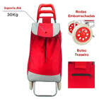 Carrinho De Compra Feira Dobrável 30kg Com Rodinhas Vermelho