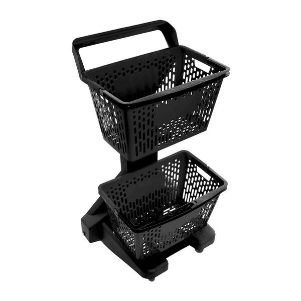 Carrinho De Compras Preto Com Cestos D-500 12kg Removíveis Pr