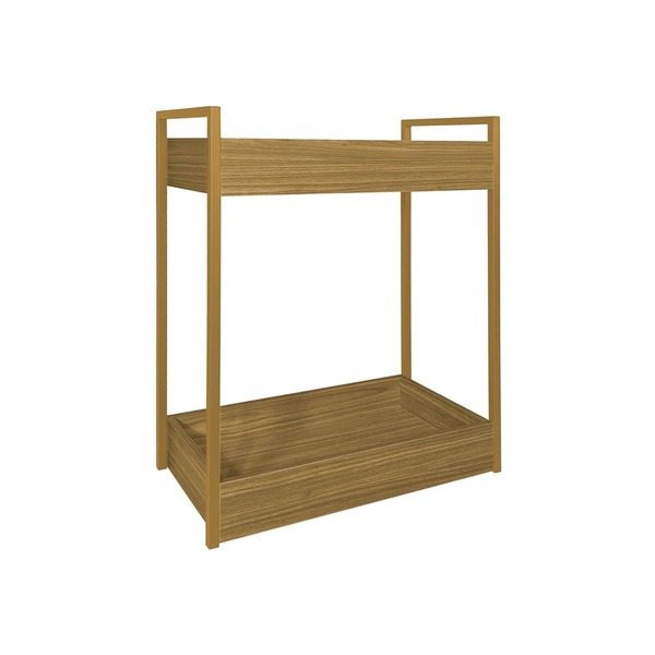 Carrinho Gourmet Freijó Base Industrial Dourada - Vallisa Dec