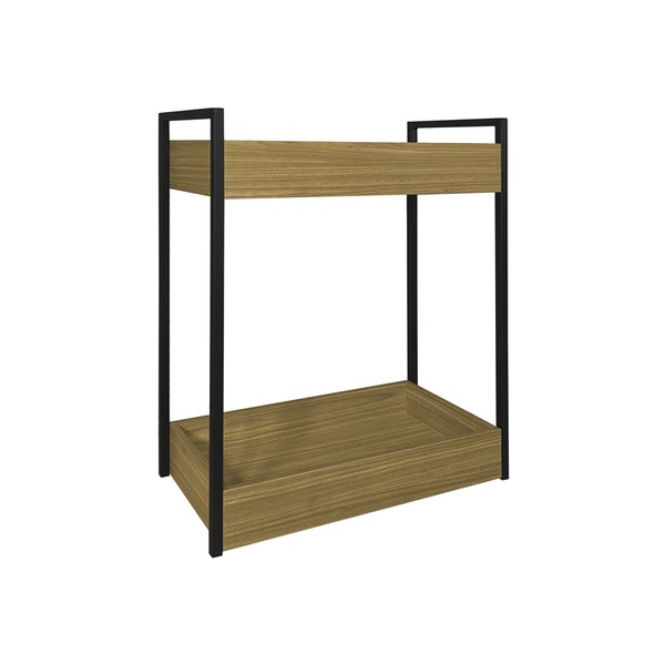 Carrinho Gourmet Freijó Base Industrial Preto - Vallisa Decor