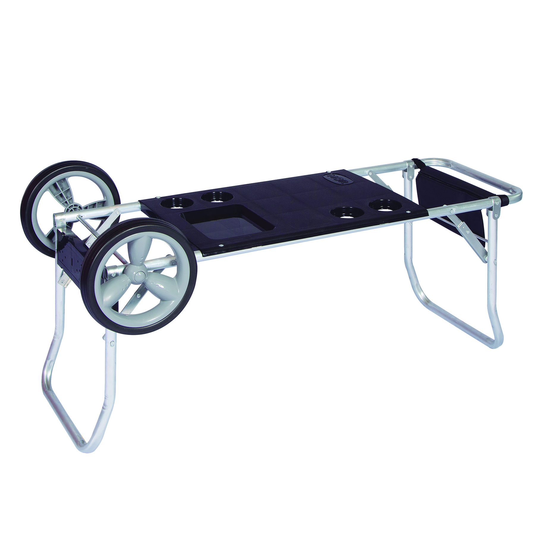 Carrinho Mesa Portátil para Praia em Alumínio com Bolsa Preto MOR