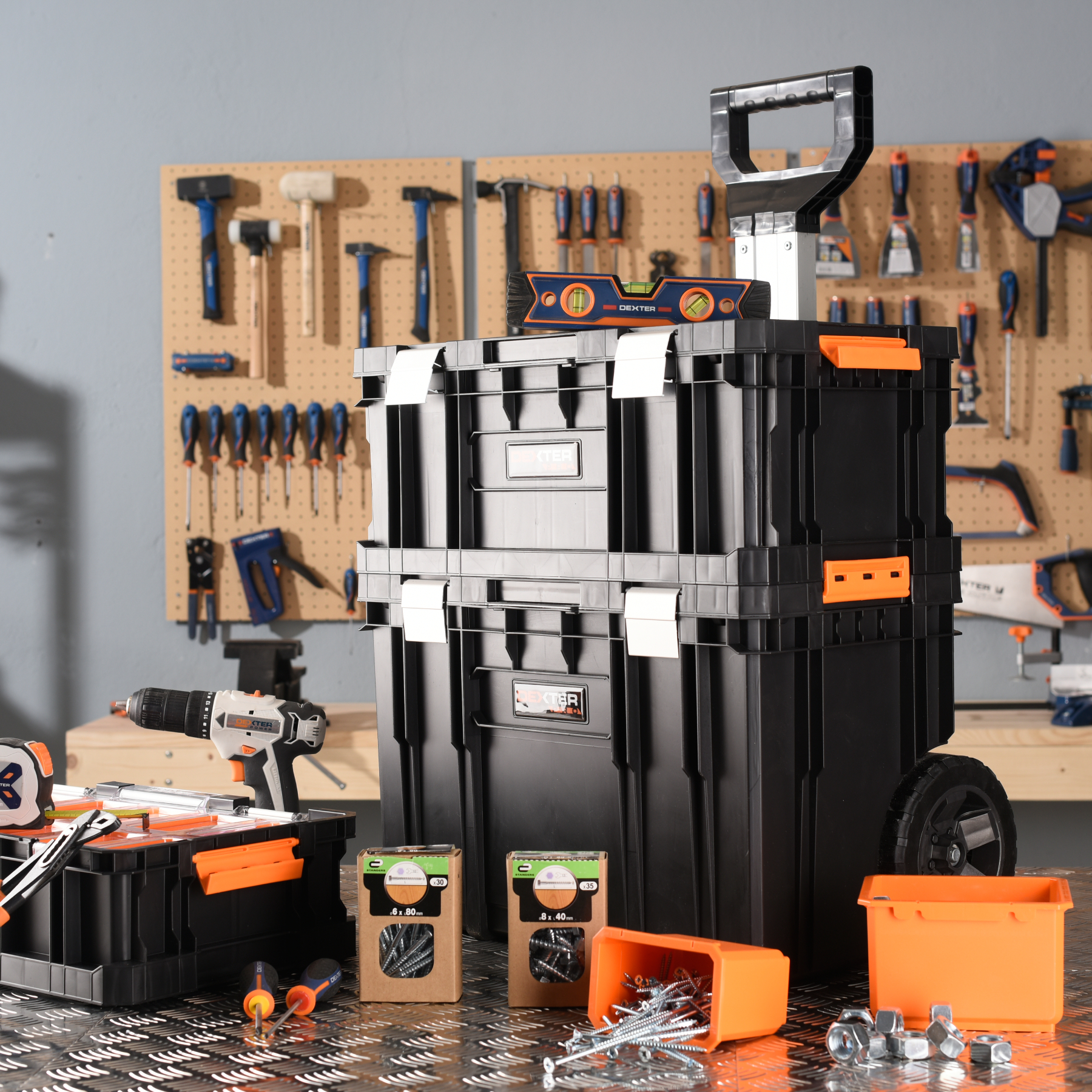Carrinho Modular de Ferramentas Dexter Pro 67x38x52,6cm 78L em