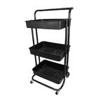 Carrinho Multiuso 3 Prateleiras Preto