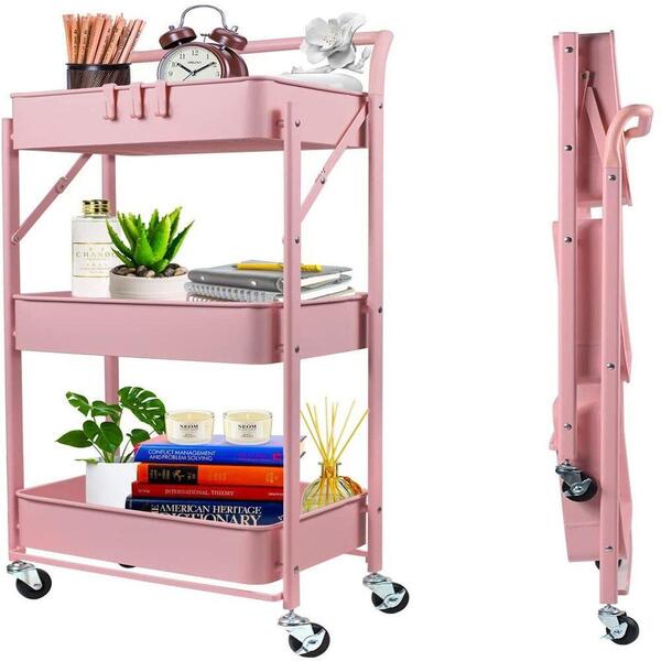 Carrinho Multiuso Organizador 3 Prateleiras Dobravel Em Aço R