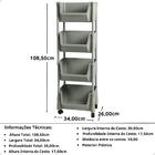 Carrinho Multiuso Organizador 4 Prateleiras Em Plástico Com R