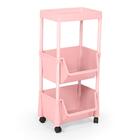 Carrinho Multiuso Prático 3 Prateleiras Em Plástico Com Rodíz