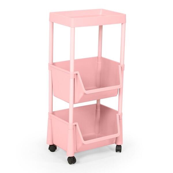 Carrinho Multiuso Prático 3 Prateleiras Em Plástico Com Rodíz