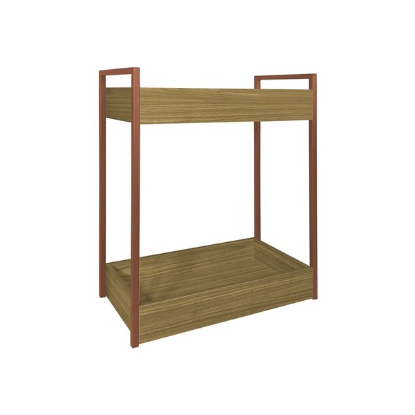 Carrinho Organizador 2 Caixas Freijó Base Cobre - Vallisa Dec