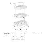 Carrinho Organizador Berlim Cozinha Escritório Quarto 3 Prate