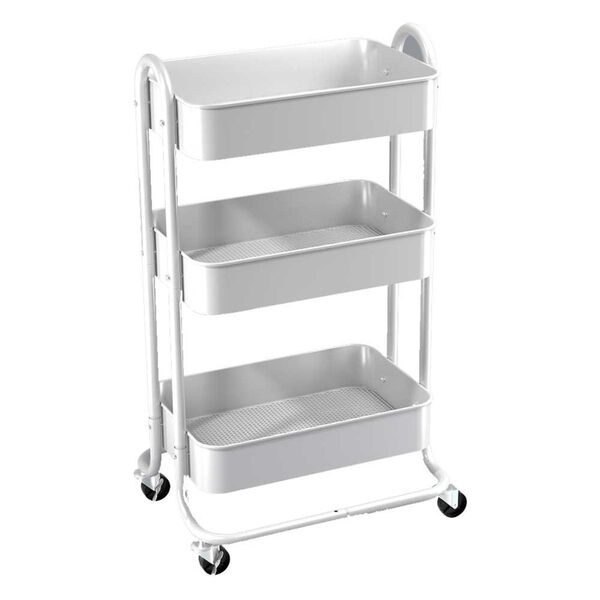 Carrinho Organizador Branco Berlim De 3 Prateleiras Mek