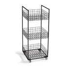 Carrinho Organizador Com Rodízios 3 Prateleiras Grid Preto