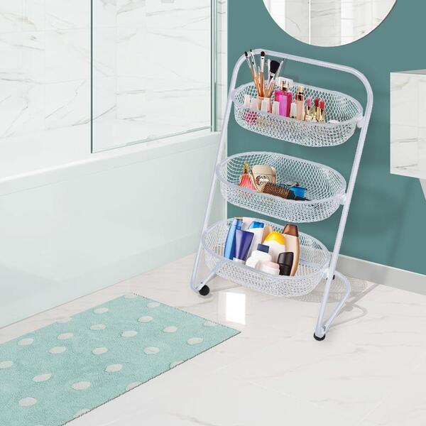 Carrinho Organizador Para Banheiro Branco 3 Cestos Superutil