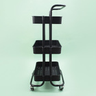 Carrinho Organizador para Banheiro 3 Prateleiras Ferro e Polipropileno Preto 41x88x40cm ORG03381PRT Oikos