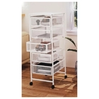 Carrinho Organizador Utilitário Branco Com 5  Gavetas E  Rodas