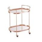 Carrinho Oval Decorativo Bebidas Chá Bar Luxo Em Metal - Bron