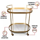 Carrinho Oval Decorativo Bebidas Chá Bar Luxo Em Metal - Bron